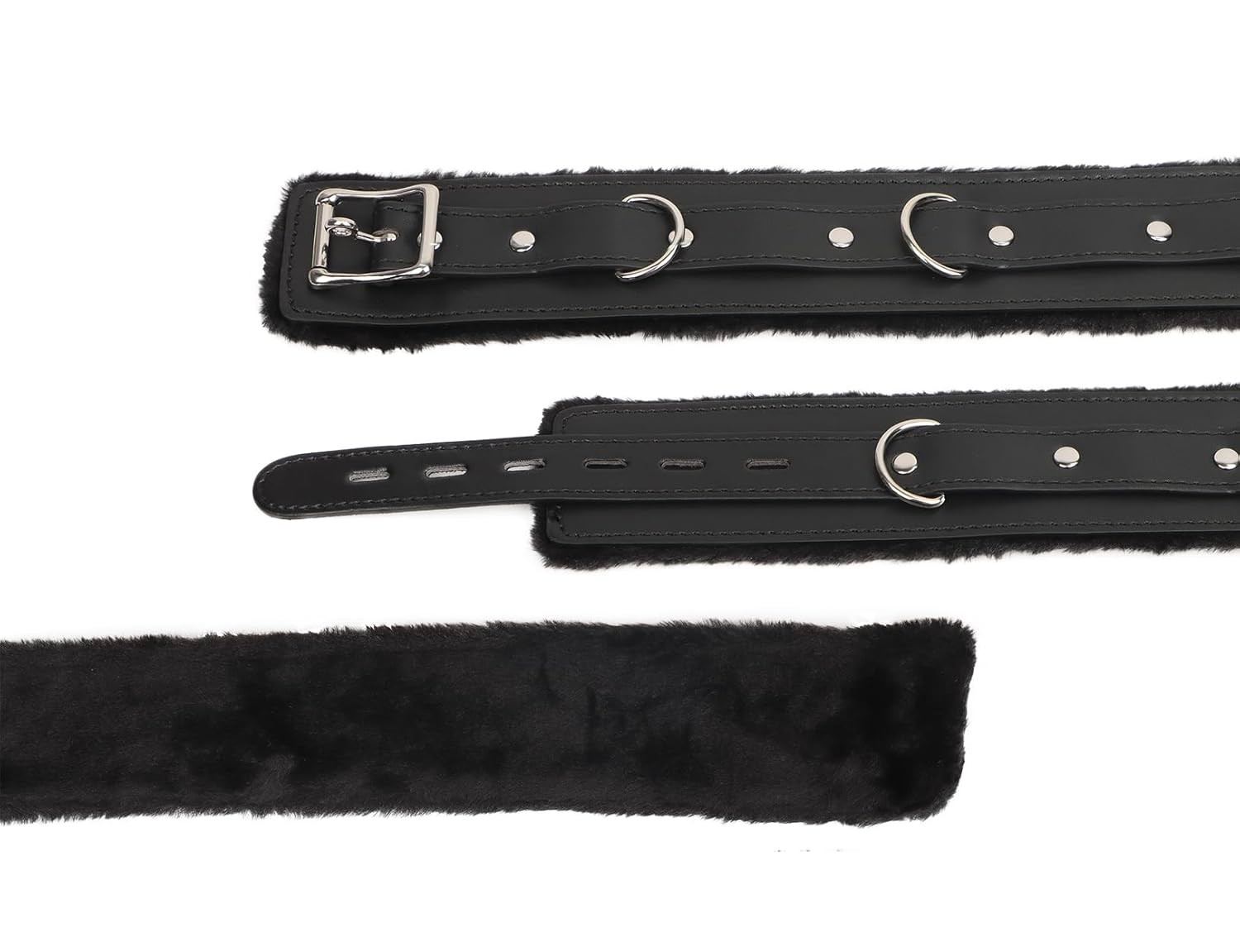 Leather Collar for Women, Adjustable Choker Collars Necklaces with Fur Liner for