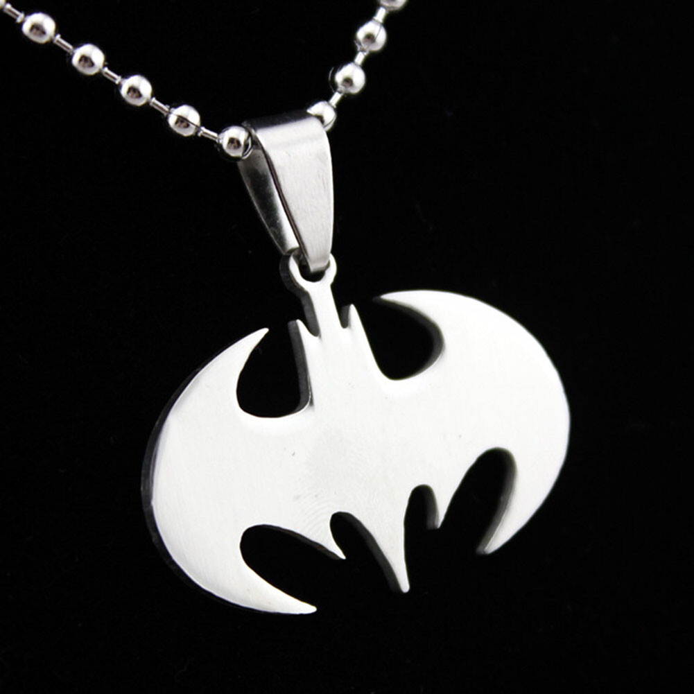 Stainless Steel Superhero Bat Charm Necklace Batman Insect Pendant Jewelry