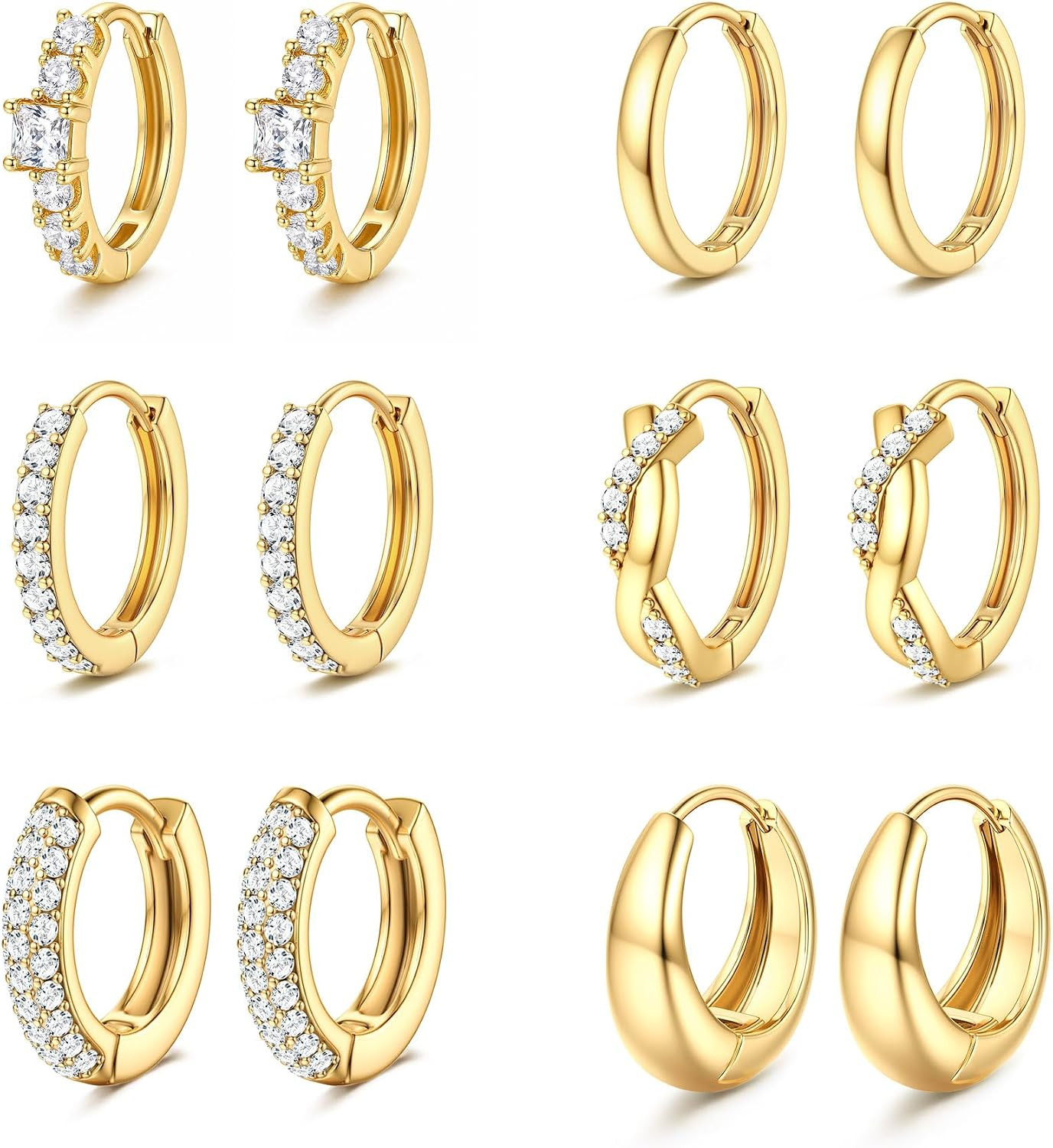 Small 14K Gold Plated Huggie Hoop Earrings for Women Hypoallergenic Lightweight