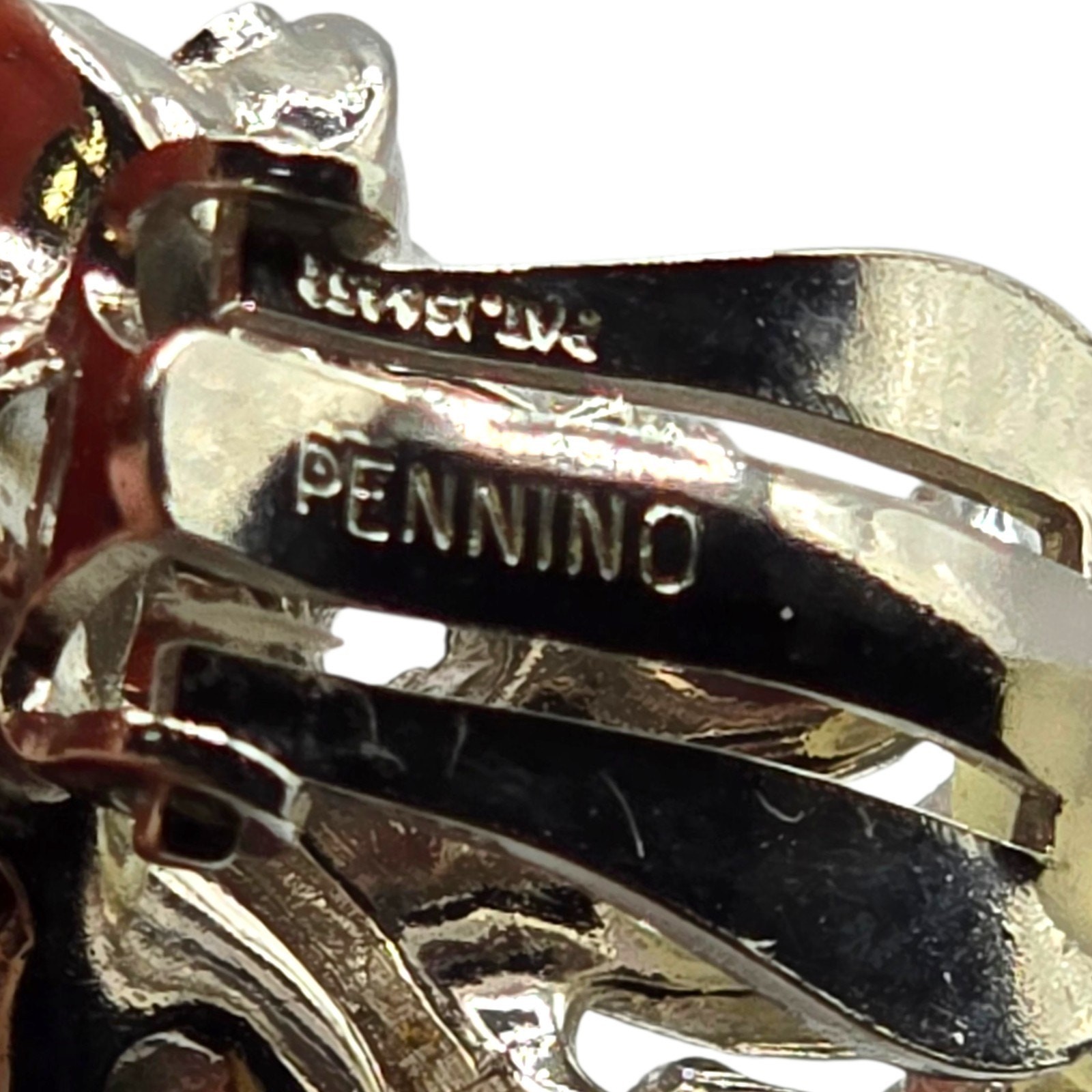 Earrings Vintage Floral Spray Signed Pennino Crystal Circa 1950s Pat 156452