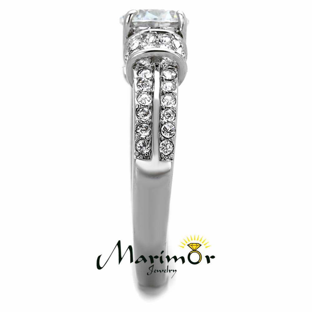 1.32Ct Round Cut Cubic Zirconia Stainless Steel Engagement Ring Womens Size 5-10