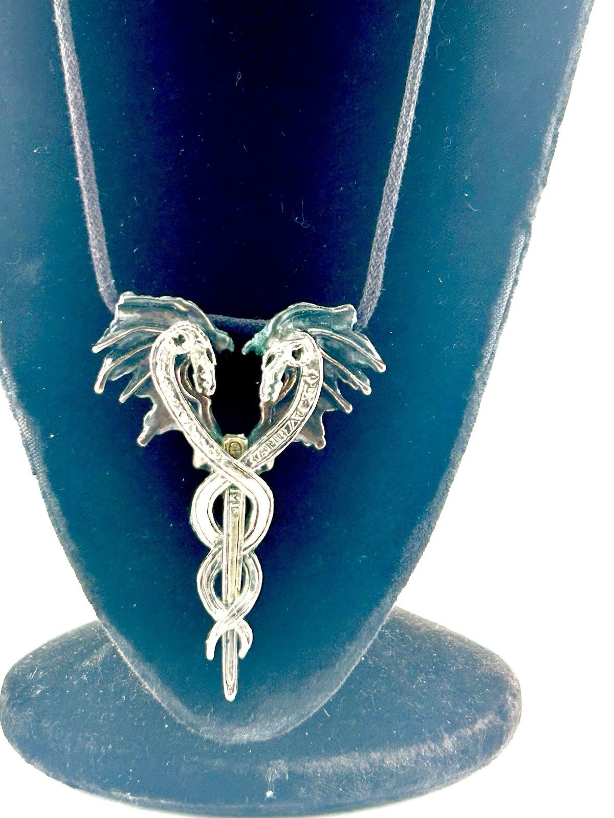 Vtg Double Dragon Goth Gothic Spirit Pendant Necklace UK Made