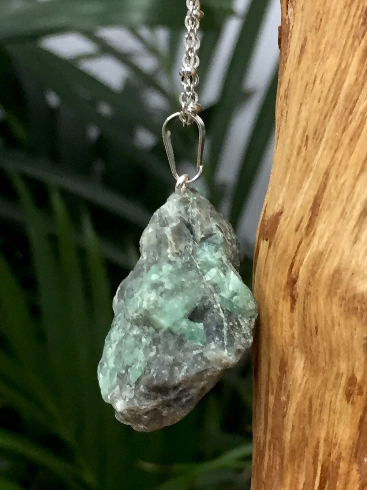 Rough Emerald Pendant Emerald Crystal Quartz Gemstone Specimen Reiki Chakra.