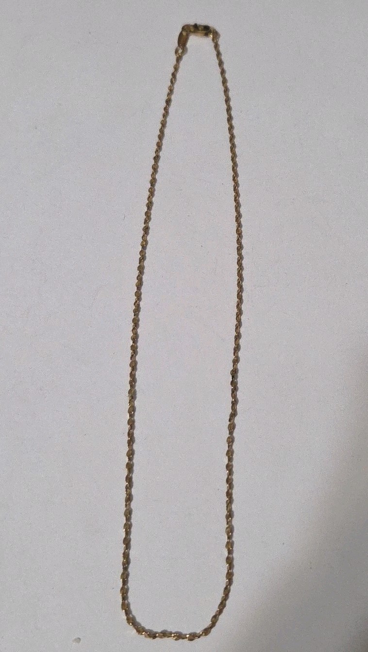 24K Heavy Gold Electroplate Twisted Round Link Serpentine Chain Necklace 15 Inch