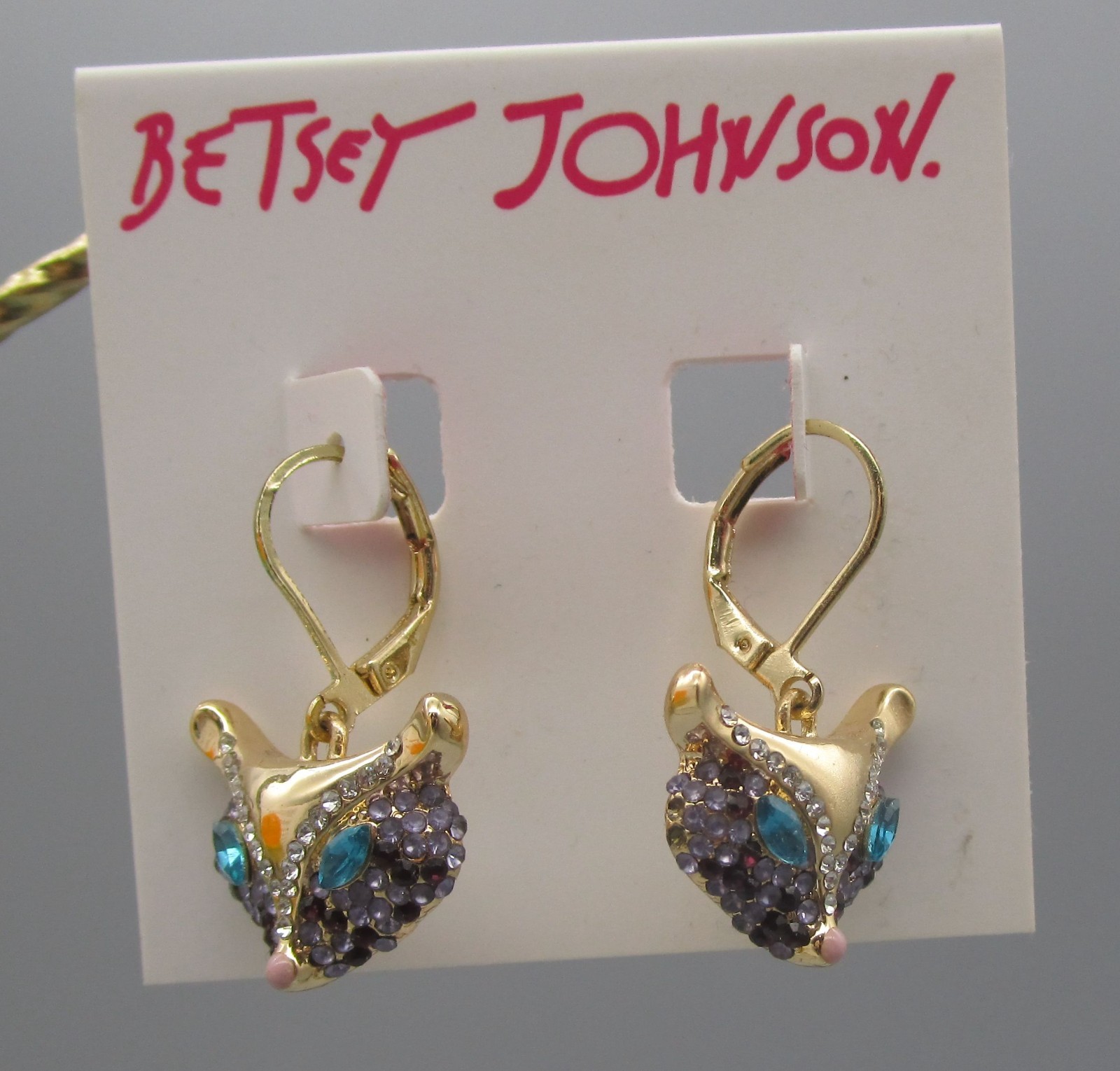 BETSEY JOHNSON~NWT Beaded FOX Dangle Pierced Earrings B15374