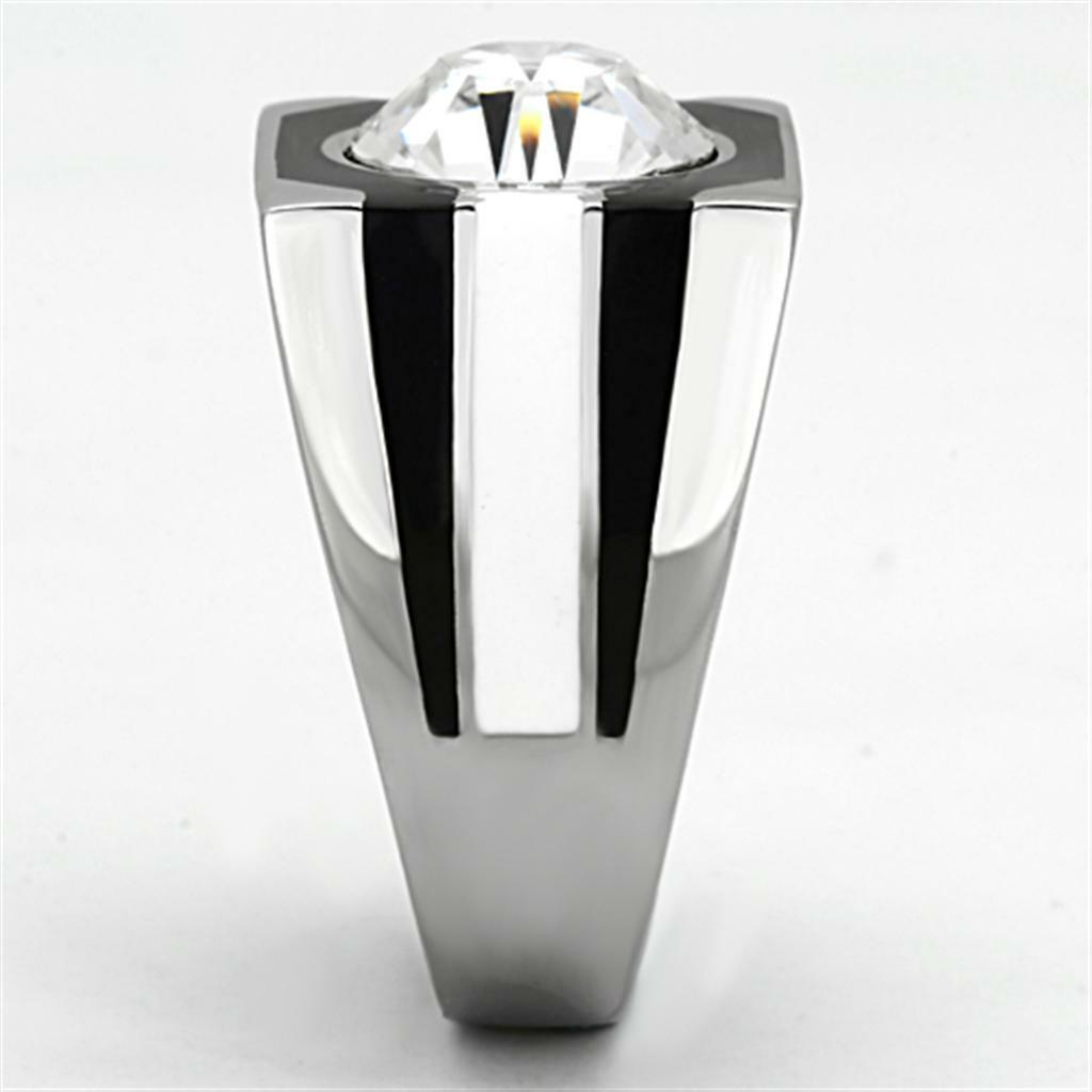 TK1181 – High polished (no plating) Stainless Steel Ring with Top Grade Crystal