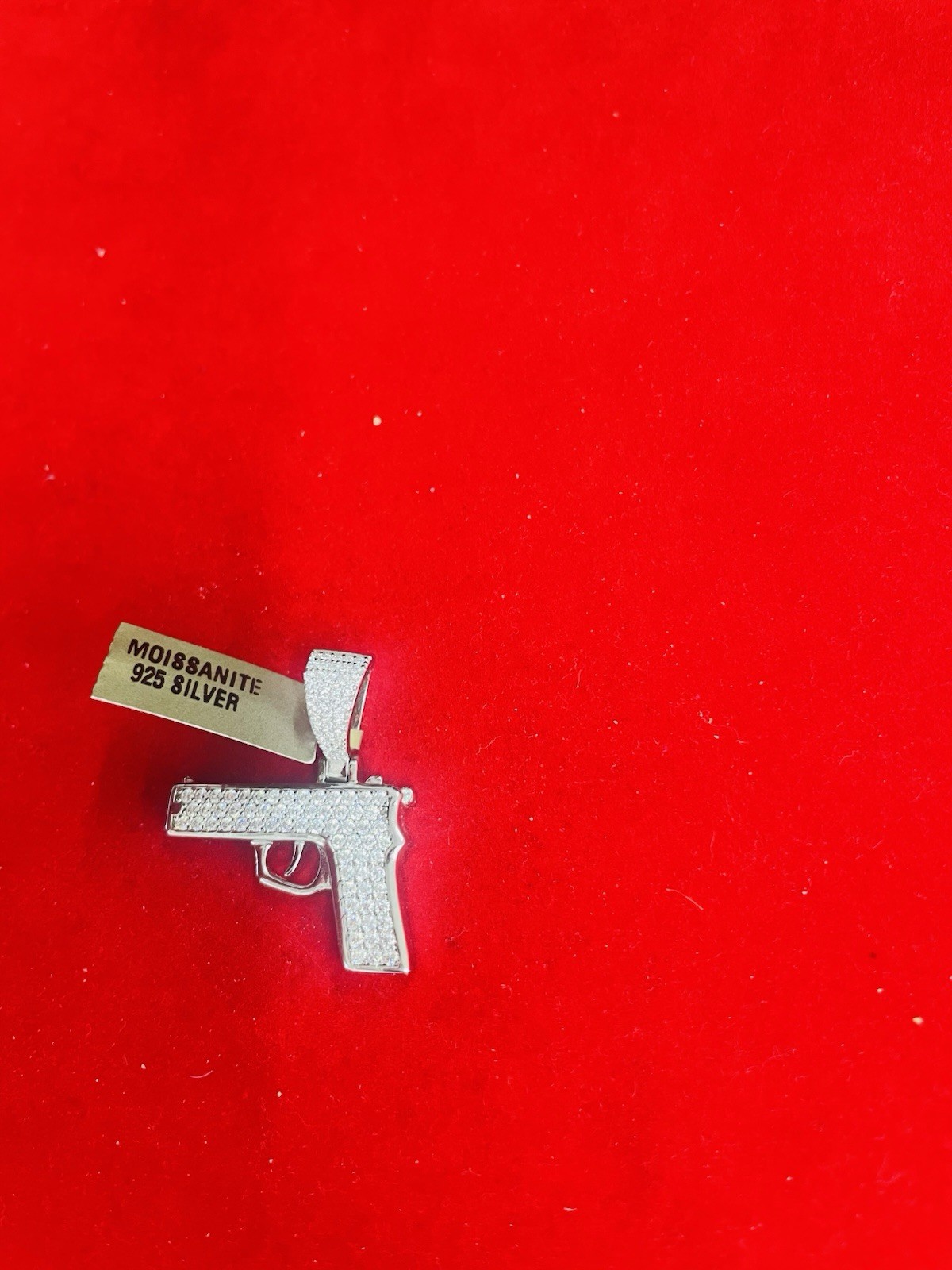 925 Silver Moissanite Gun Charm Iced Out Hip Hop Jewelry Pendant 2ctw