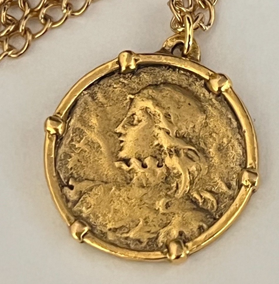 Joan of Arc Necklace Religious Medal Pendant Antique Design Talisman