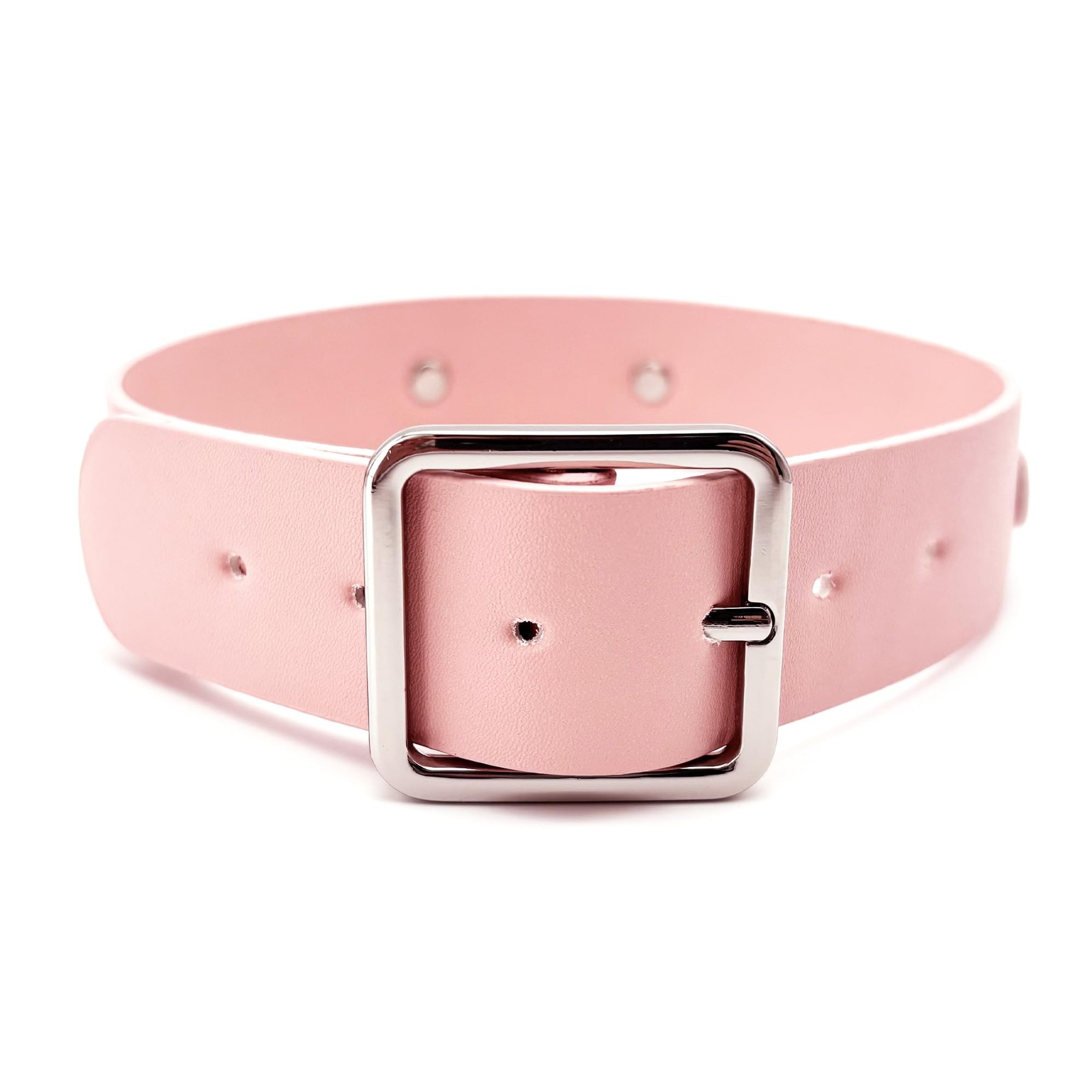 Pink Leather Heart O-Ring Choker Necklace for Women, Adjustable PU Collar wit…