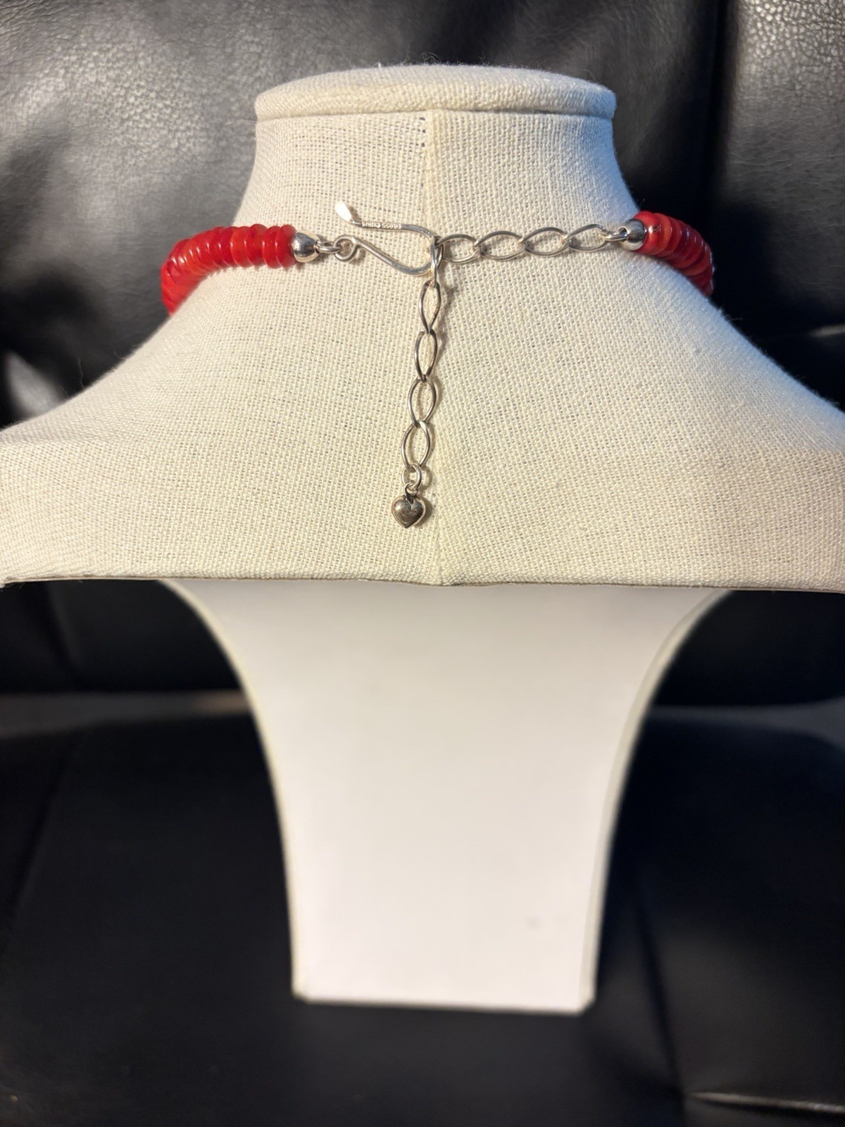 Jay King Red Bamboo Sea Coral Necklace Adjustable 925 Clasp
