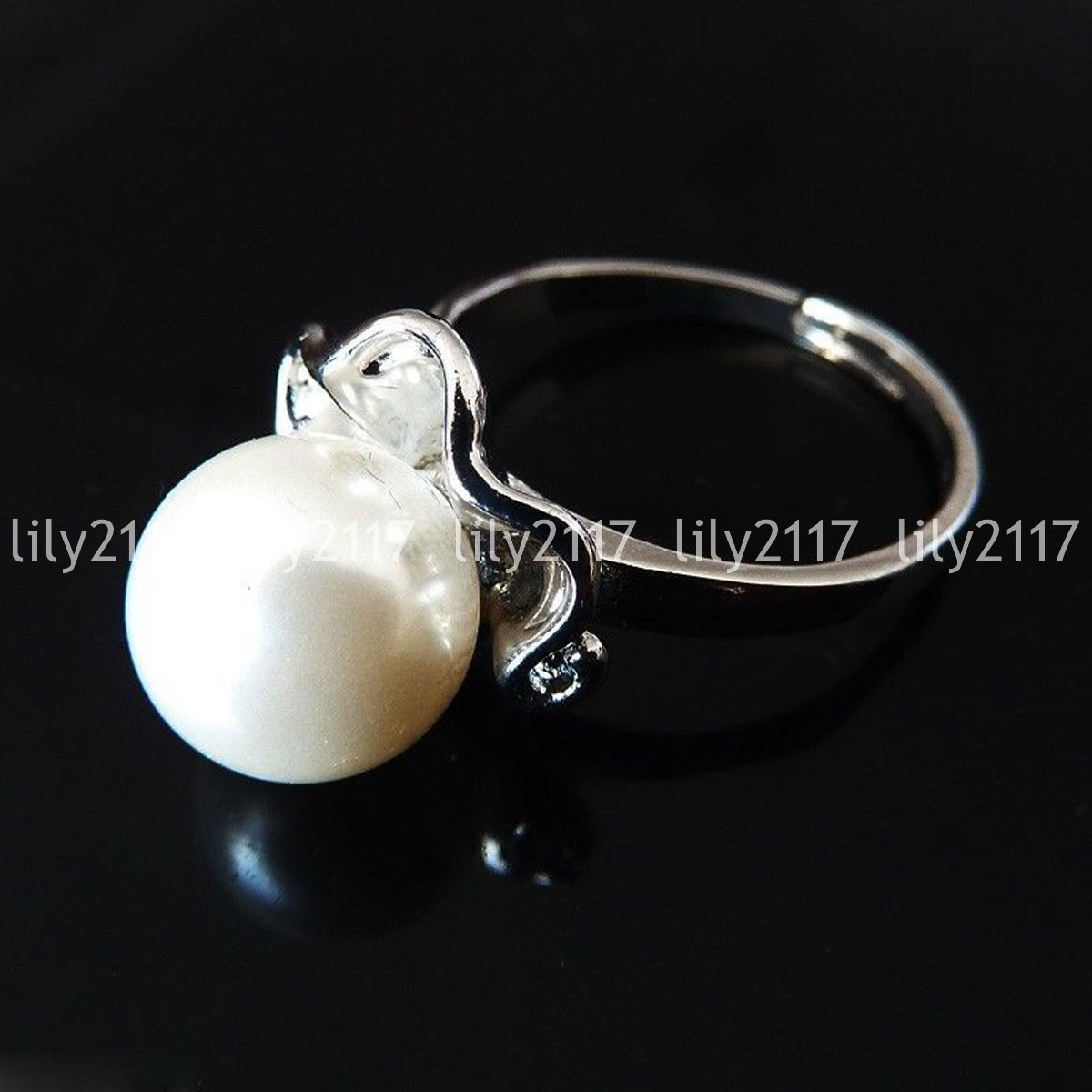 Beautiful 8mm-16mm White Shell Pearl luxury Ring adjustable Earring Necklace Set