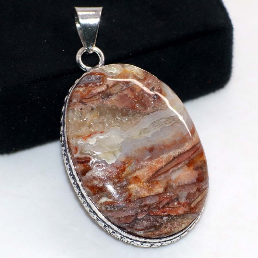 Mexican Laguna Lace 925 Silver Plated Handmade Pendant 2″ Superb Gift JW