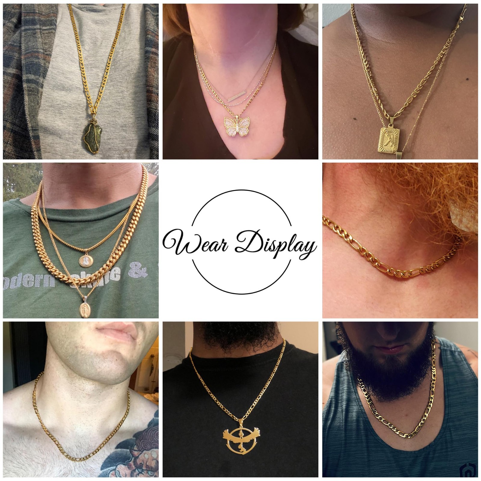 24K Gold Plated Figaro Chain Necklace for Men & Women – Stainless Steel Jewelry