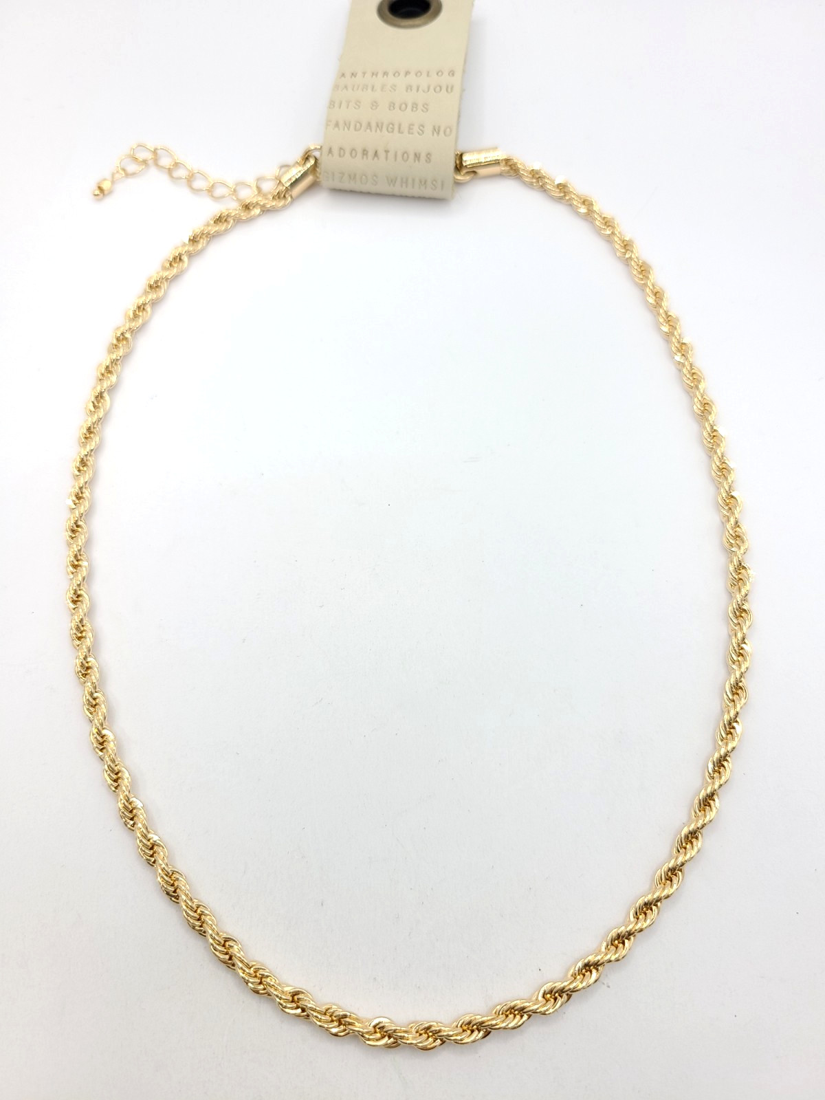 Antropologie 3.5mm Braided Chain Necklace Gold Plated 16″+3″