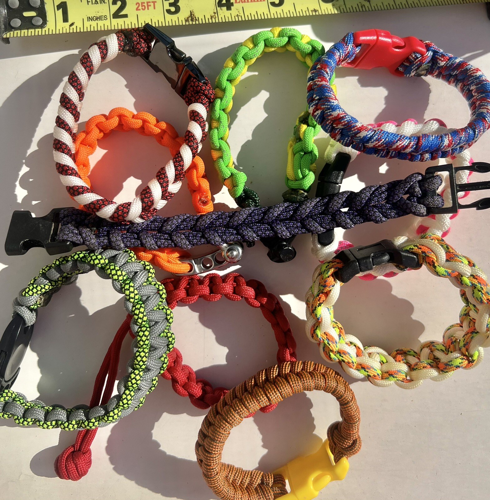 10 Paracord Bracelets Outdoor Nylon Rope Survival Parachute Bracelets