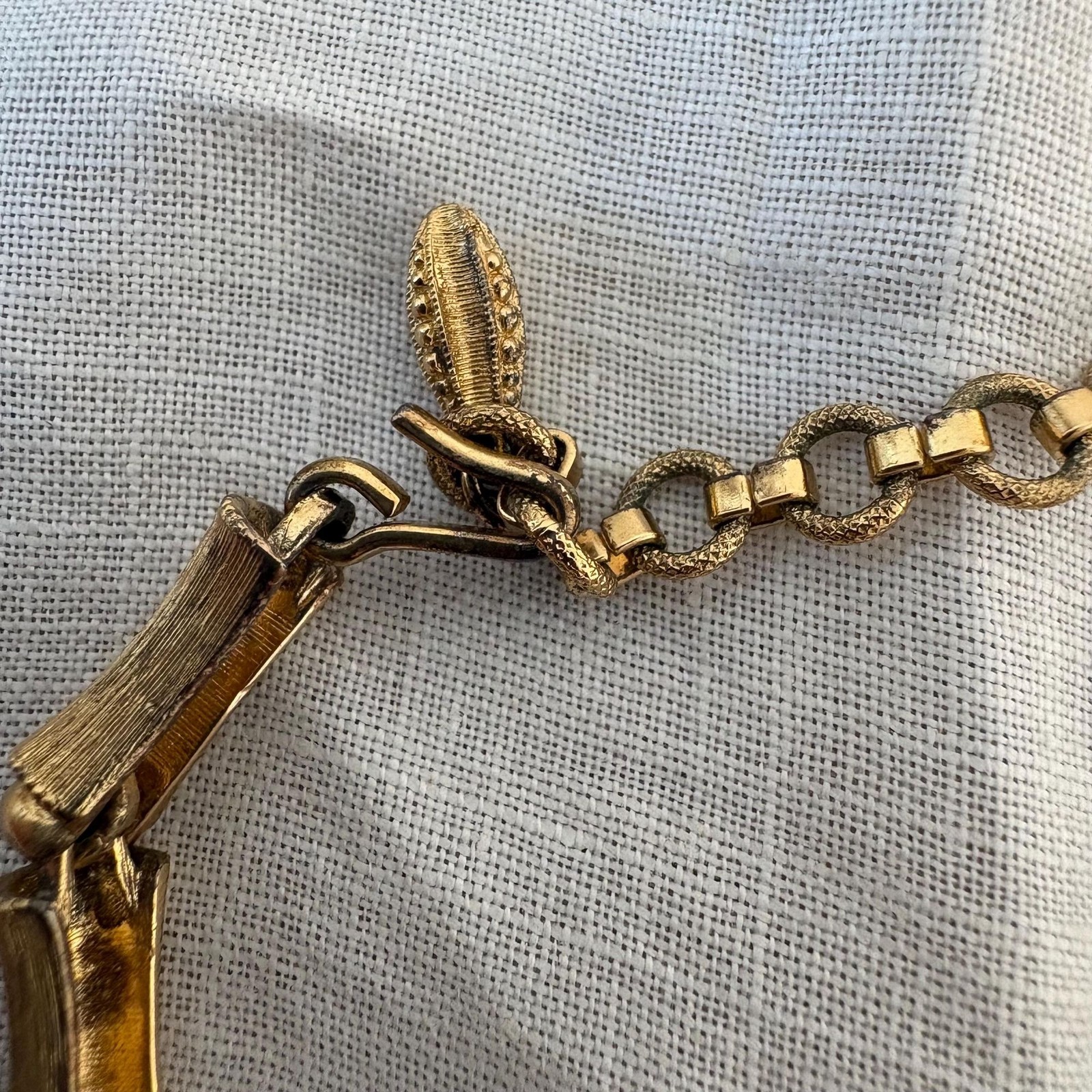 Vintage Monet Gold Bamboo Link Necklace Signed Textured Choker