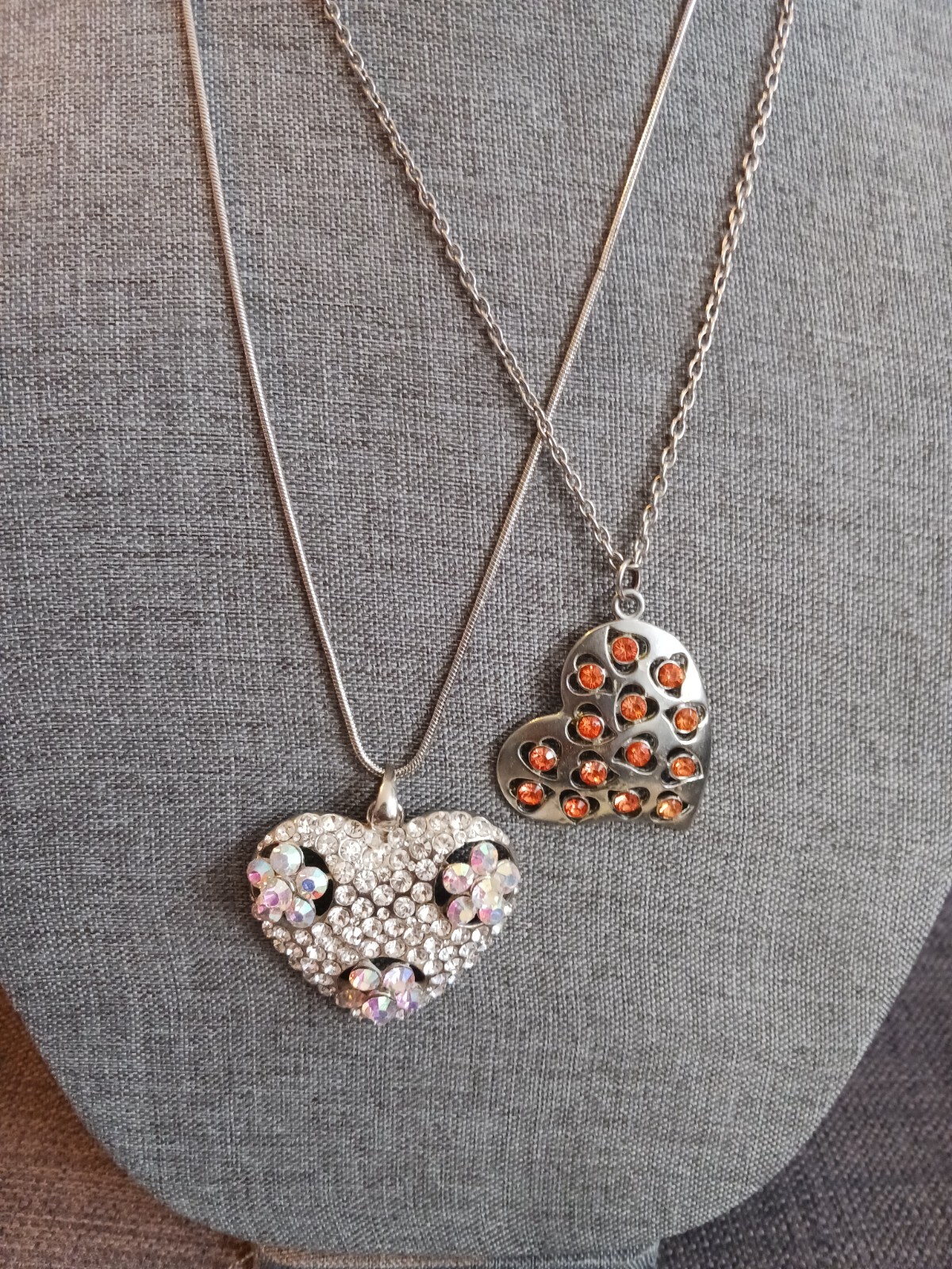 2 BIG HEART Necklaces! Very good to Excellent condition