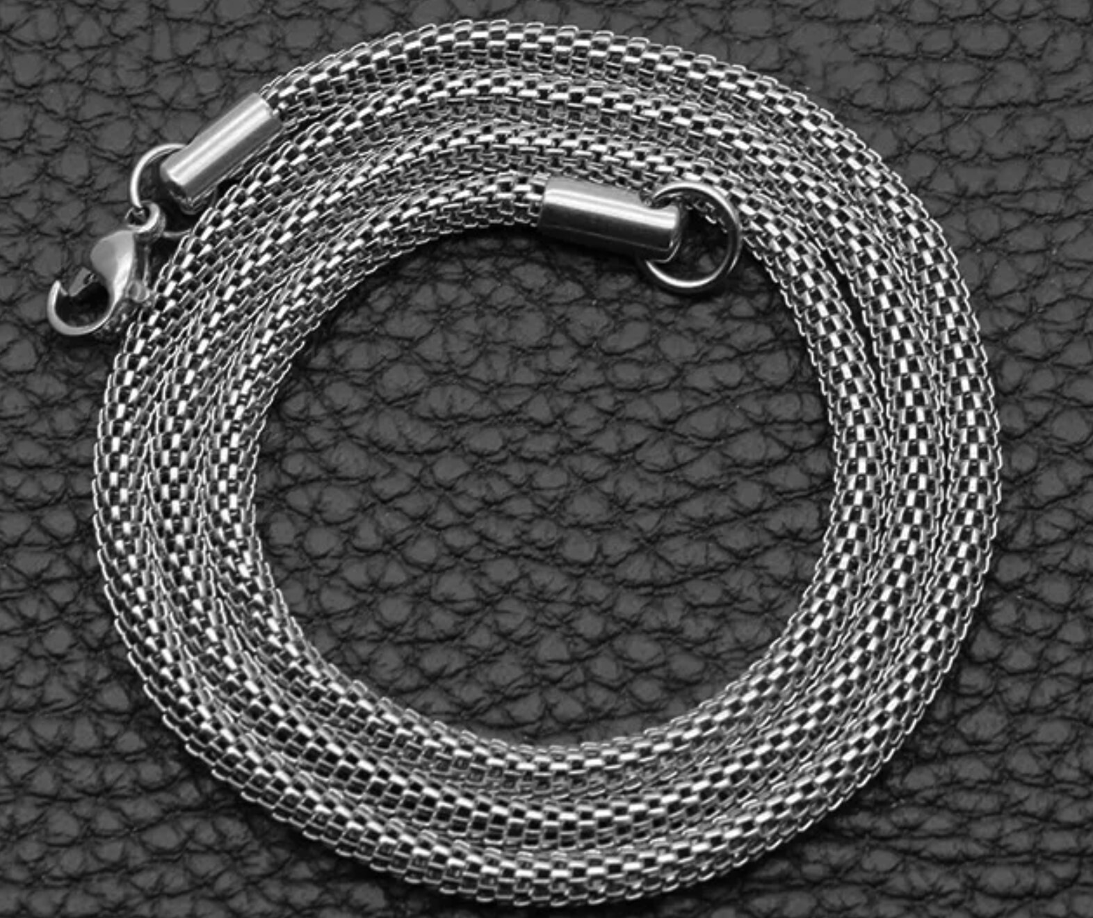 Stainless Steel 19.7 Inch (50 cm) 3.2 mm Mesh Chain Necklace
