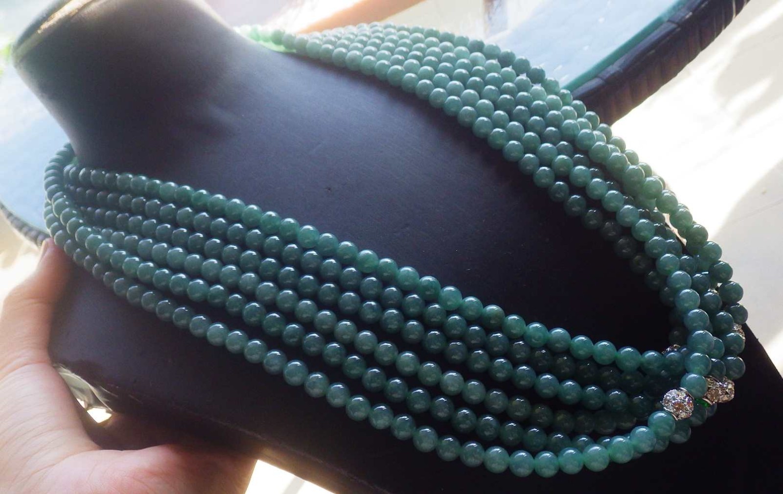 Video 1pcs Green 100% A JADE Jadeite beads bead Necklace 25in 719588