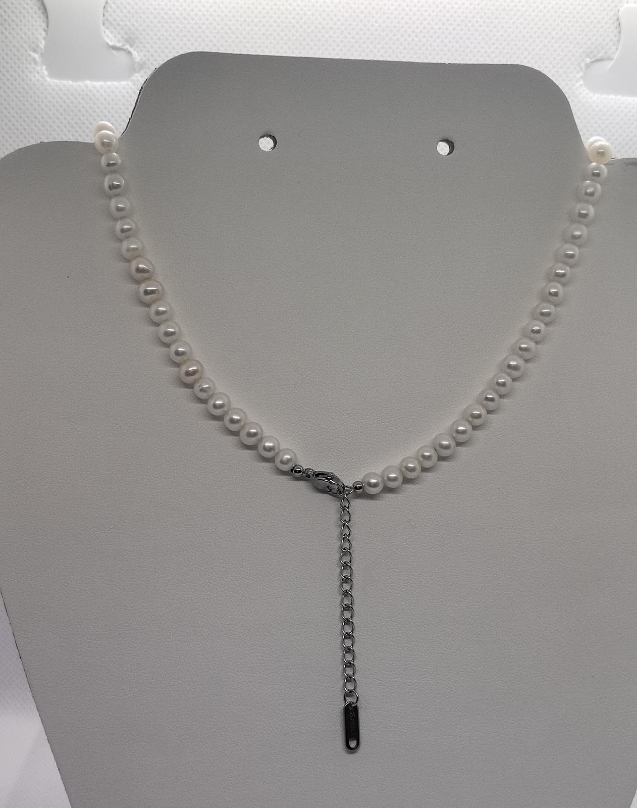 5-6mm Natural Near Round Pearl Necklace Freshwater White Pearl Jewelry Gift