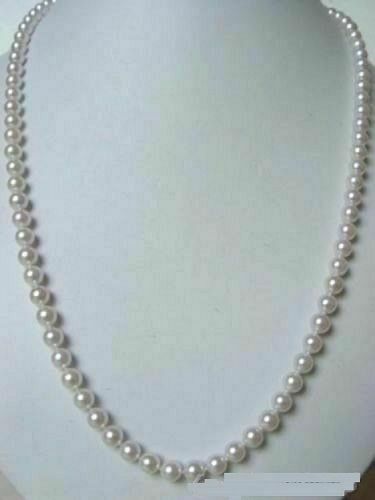 18 20 22 25 30 36″ natural 7-8mm AAA+ white akoya pearl necklace 14k gold clasp