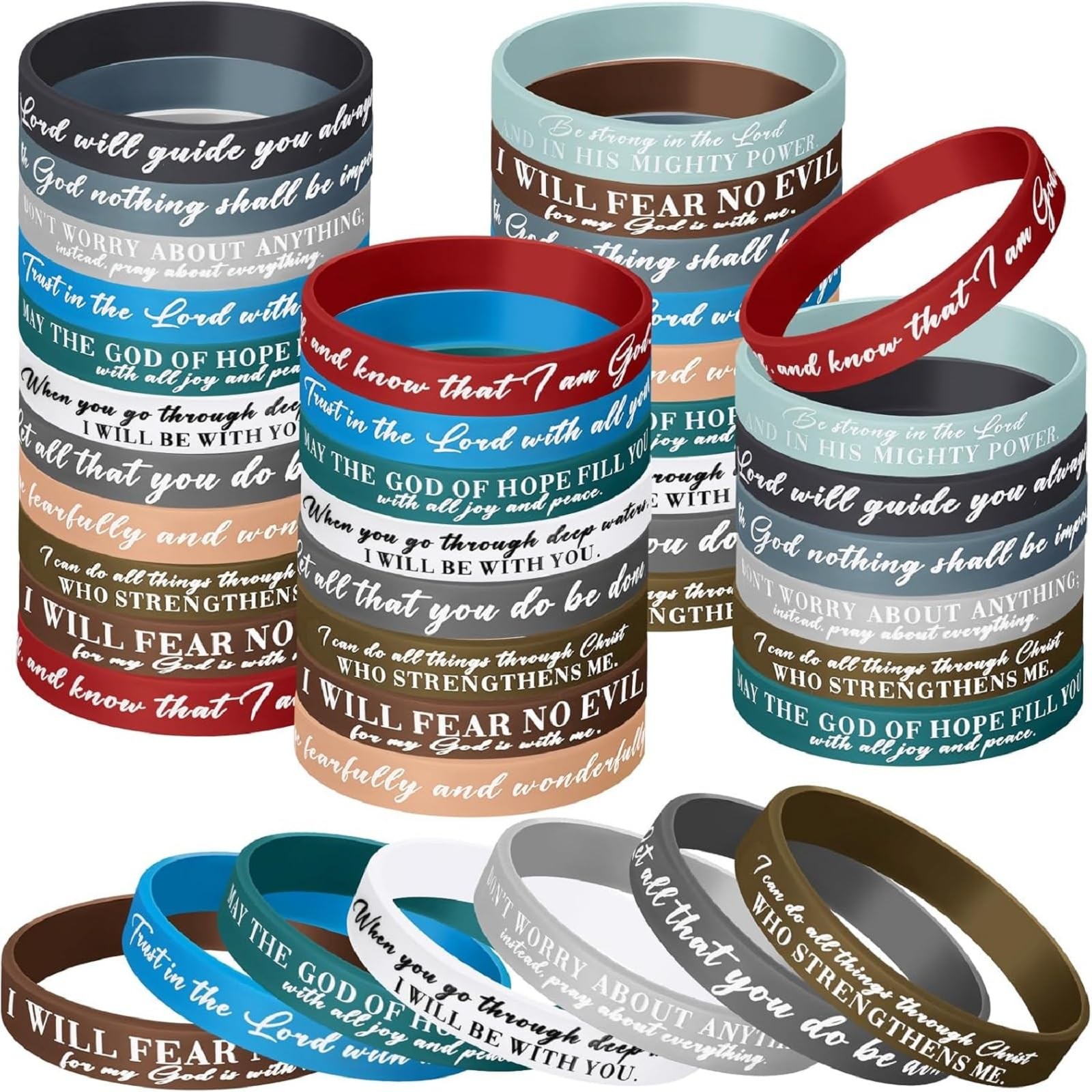 48 Pcs Bible Verses Silicone Bracelets Bulk Scripture Wristbands Christian Gifts