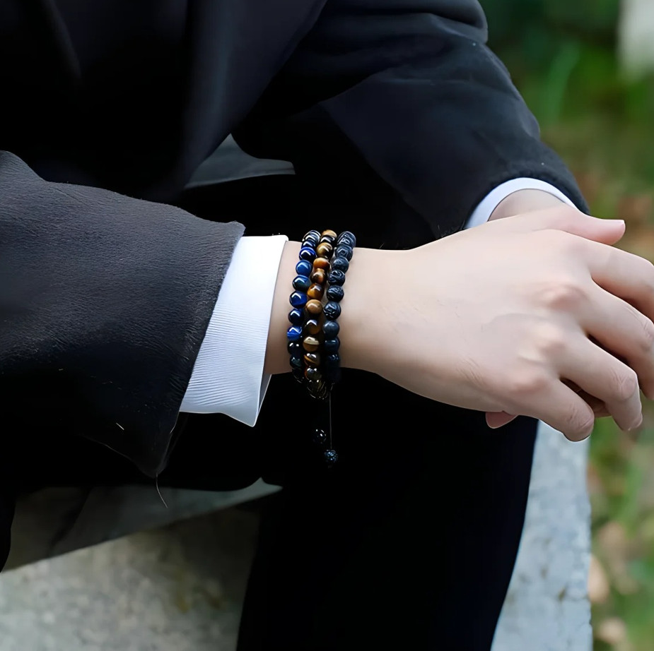 3 Style Natural Tiger Eye Lava Rock Bracelet 8mm Handmade Men Gift