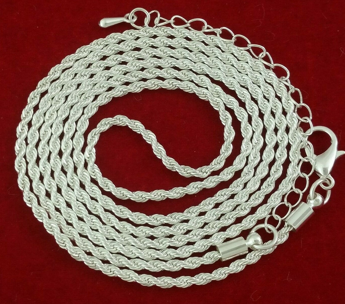 Twisted French Rope Chain Necklace Bracelet .925 Sterling Silver Diamond Cut