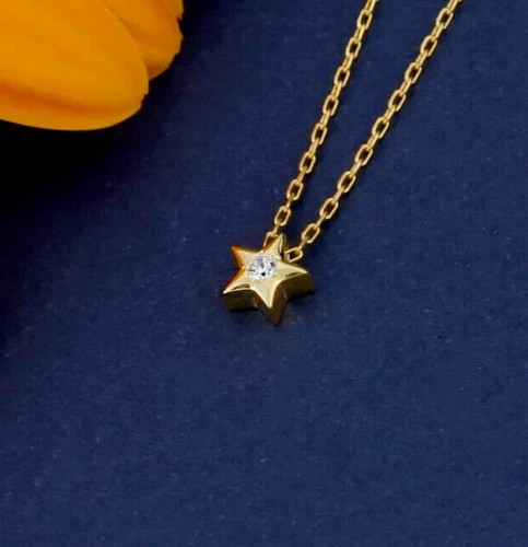 0.50Ct Round Cut Simulated Diamond Wedding Star Pendant 14K Yellow Gold Plated