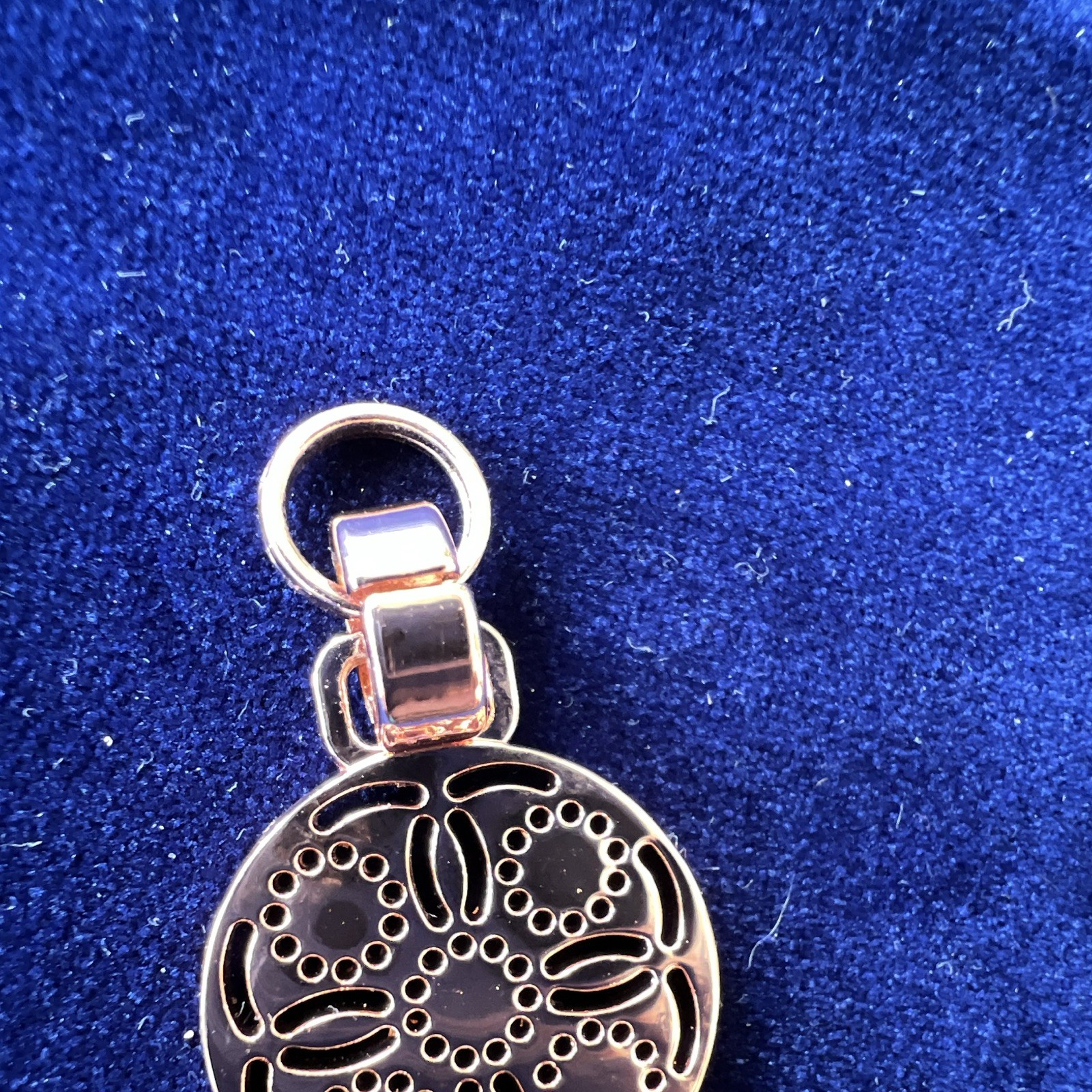Copper Tone Round Filigree Cutout Charm Pendant with Bail, Metal, No Stone