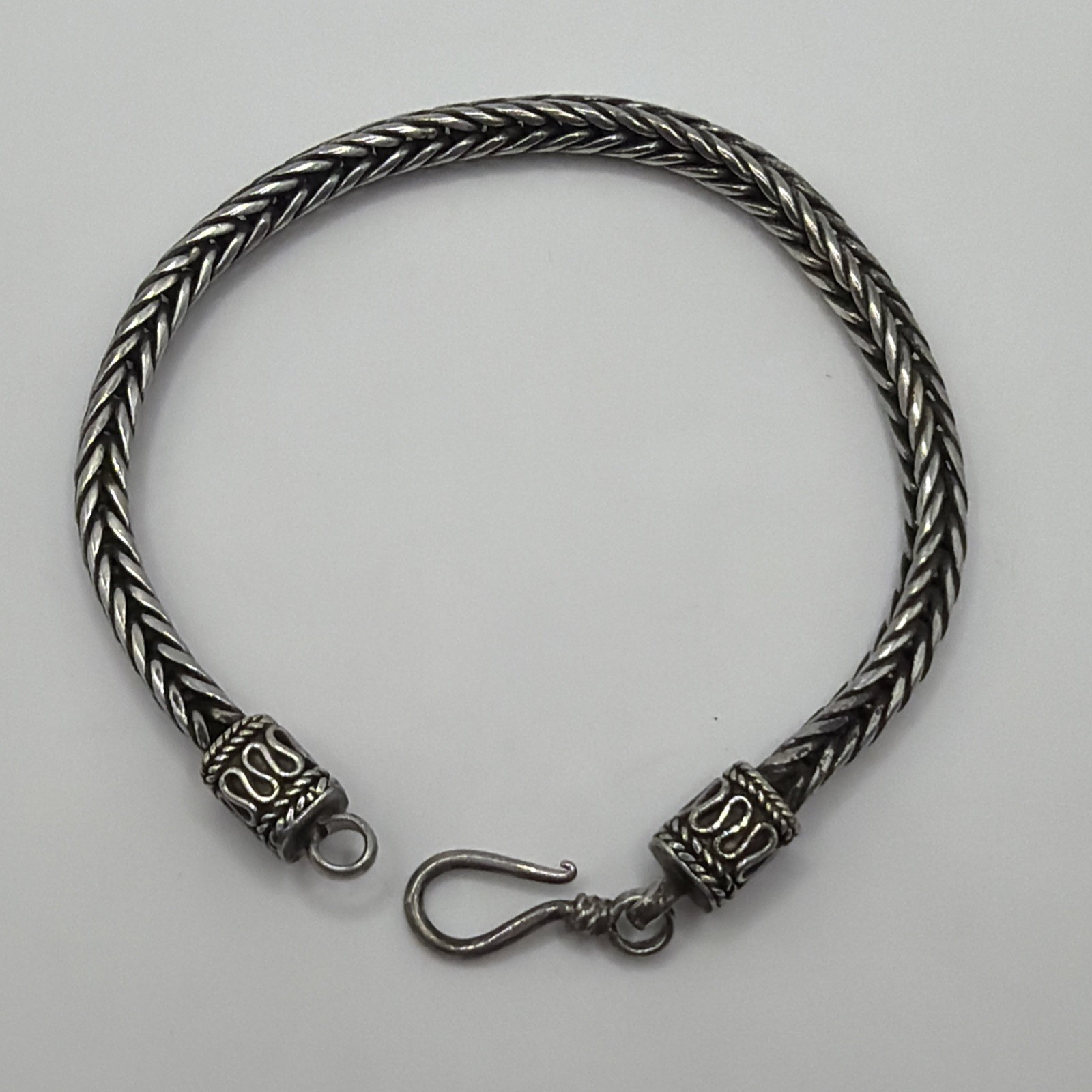 Men’s 925 Sterling Silver Foxtail Chain Bracelet Braided Wheat Link