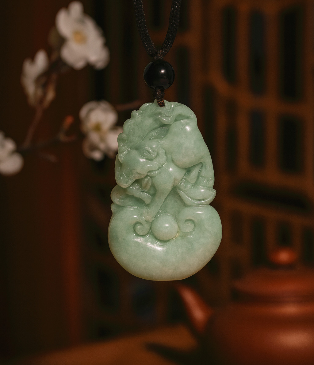 Feng Shui Handmade Chinese Zodiac Ox Pendant Necklace for Good Luck