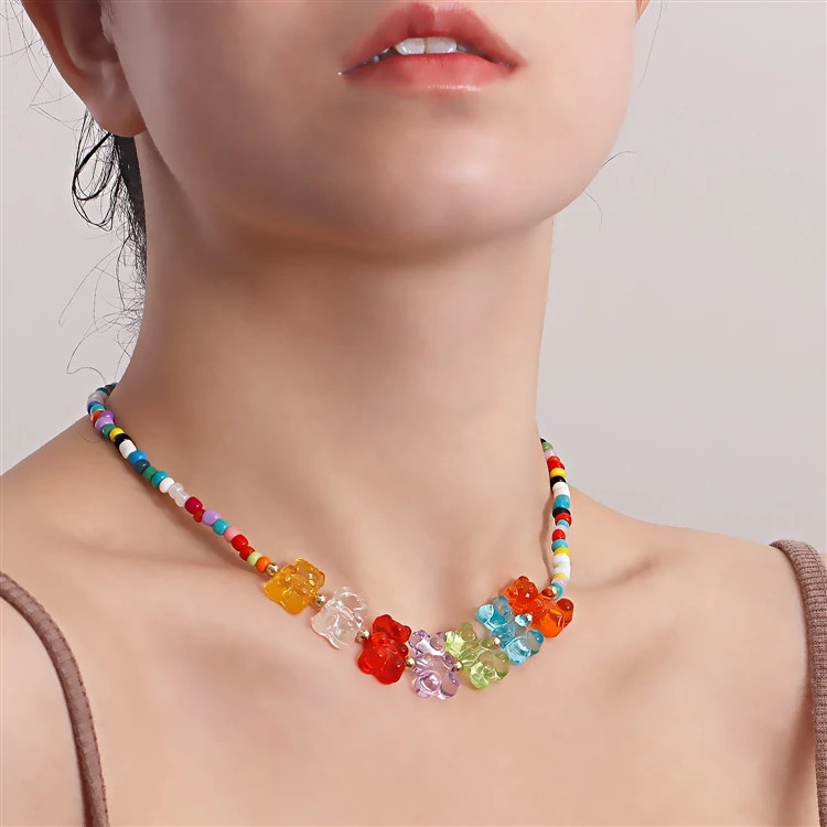 Bohemian Bear Pendant Necklace Bracelet Set for Women Cross-Border Fashion Jewel