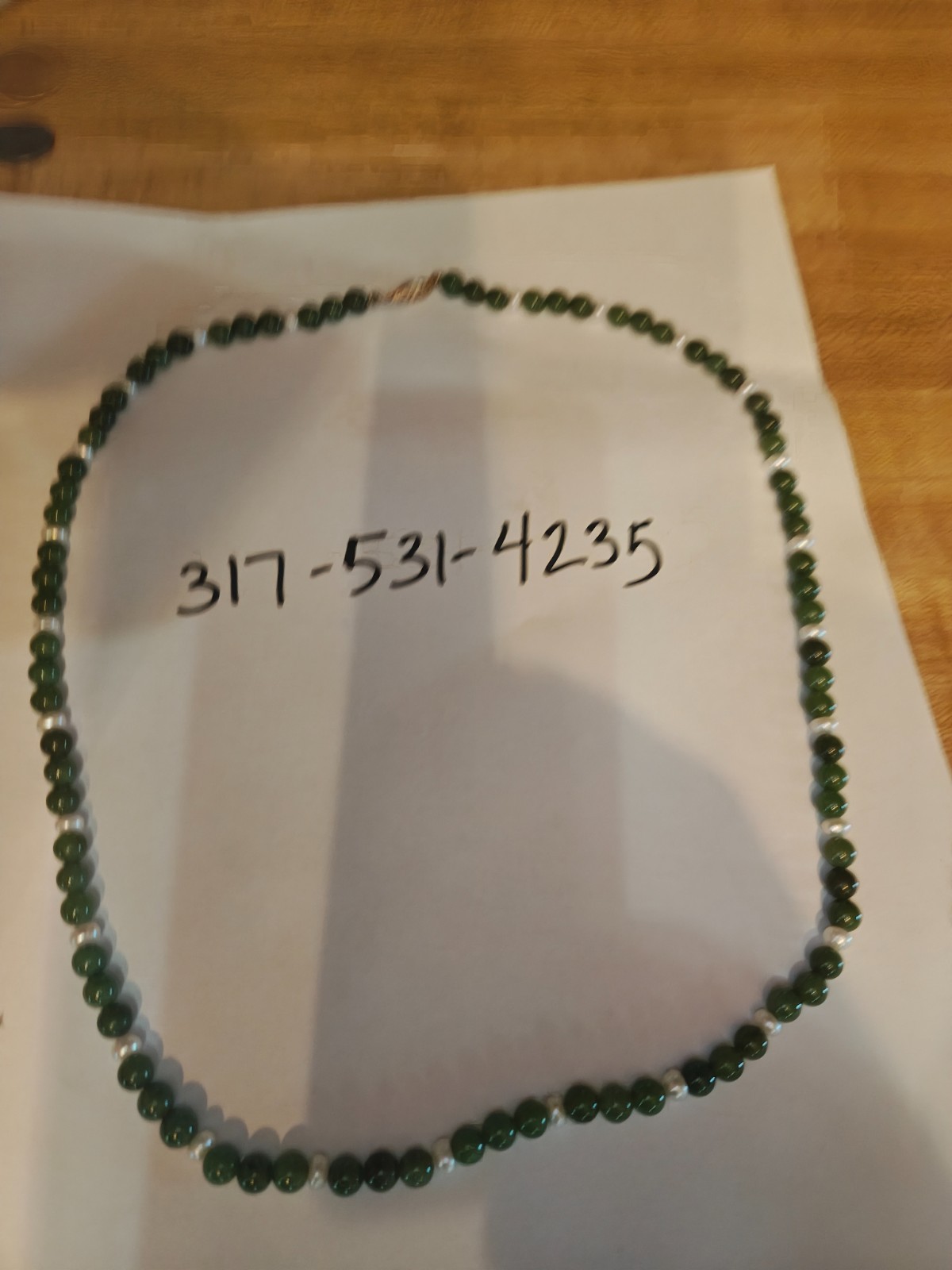 24″ Jade & Pearl Strand Necklace w 14k Gold Clasp $1K Value