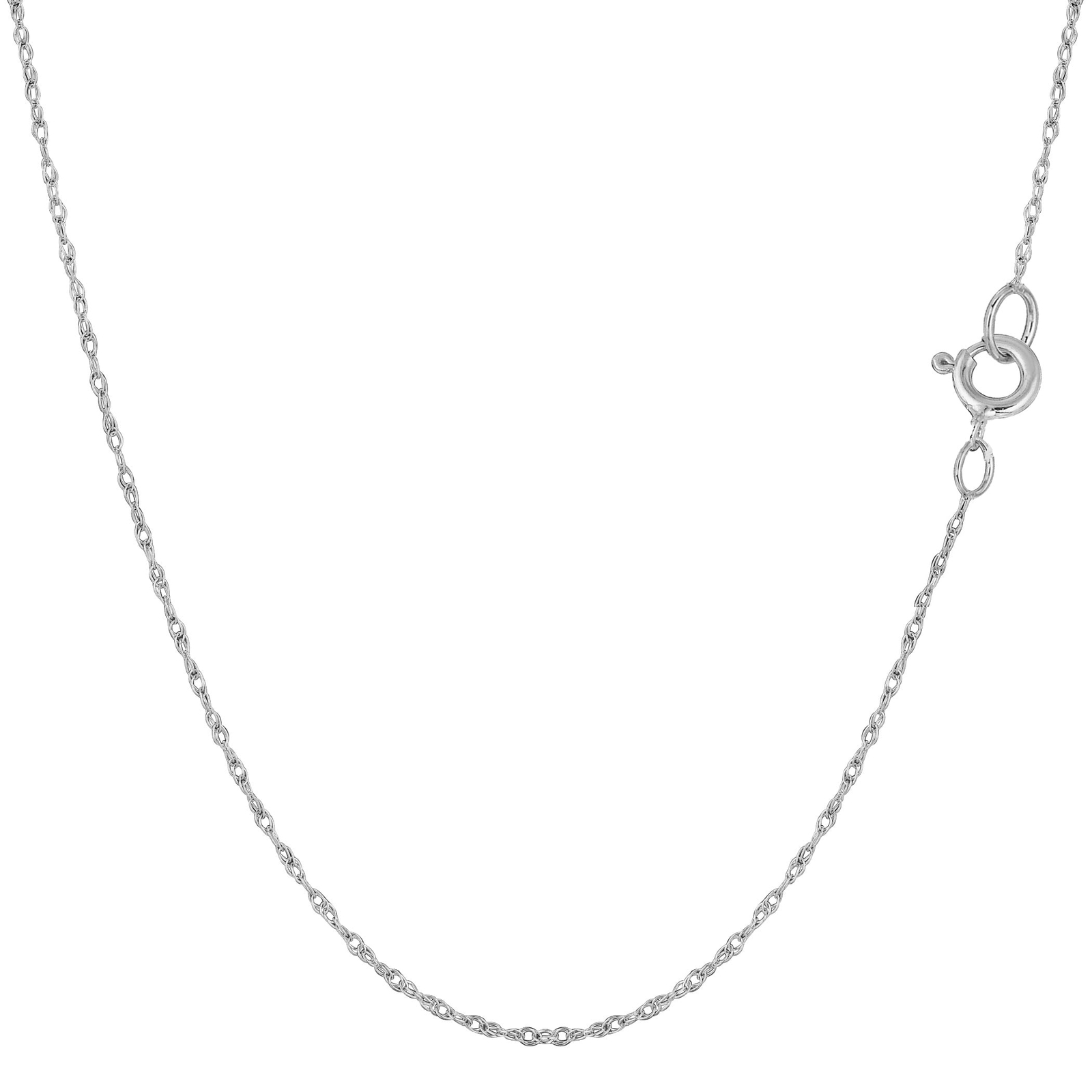 14k White Real Gold Rope Chain Necklace, 0.6mm, 20″