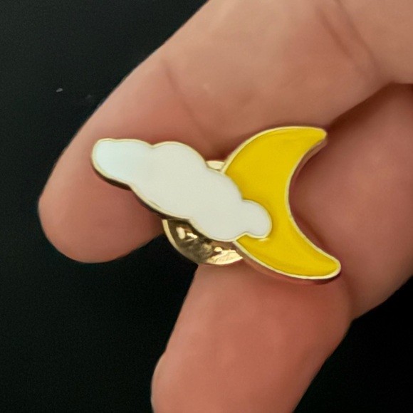 Yellow Moon and White Cloud Enamel Pin