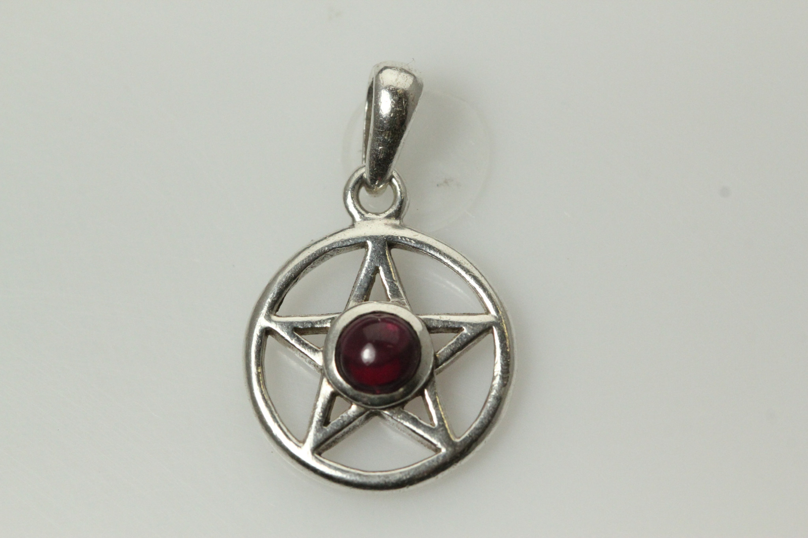 925 Sterling Silver Purple Stone Pentagram Good Condition 2.4 Grams (PEN7539)