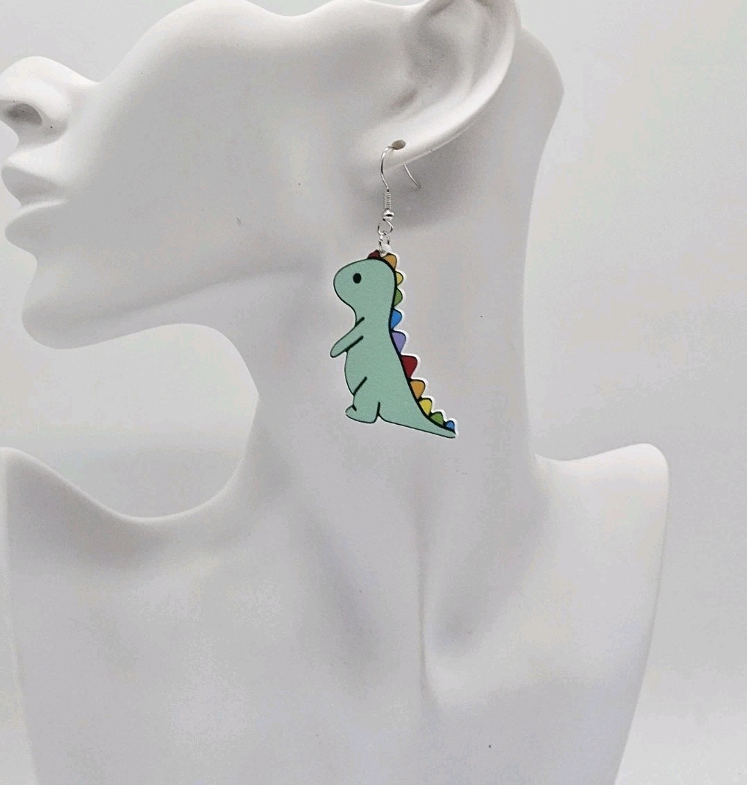 Women’s Fashion Novelty Jewelry Green Dinosaur Earrings RE