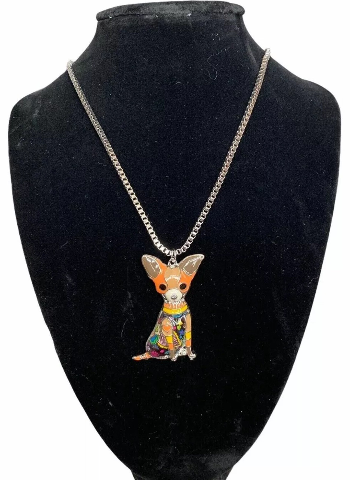 BONSNY Chihuahua Necklace Love Pets Enamel Zinc Alloy, Colorful Dog
