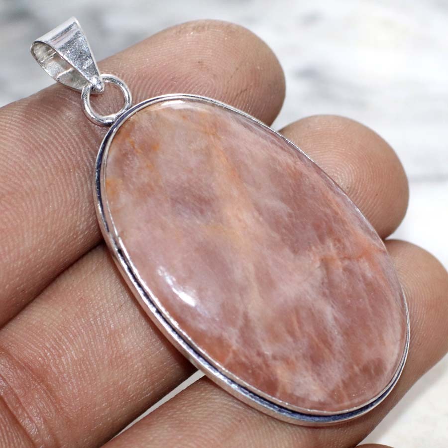 925 Silver Plated Sri-Lankan Moonstone Pendant 2.3″ Perfect For Gifting GW