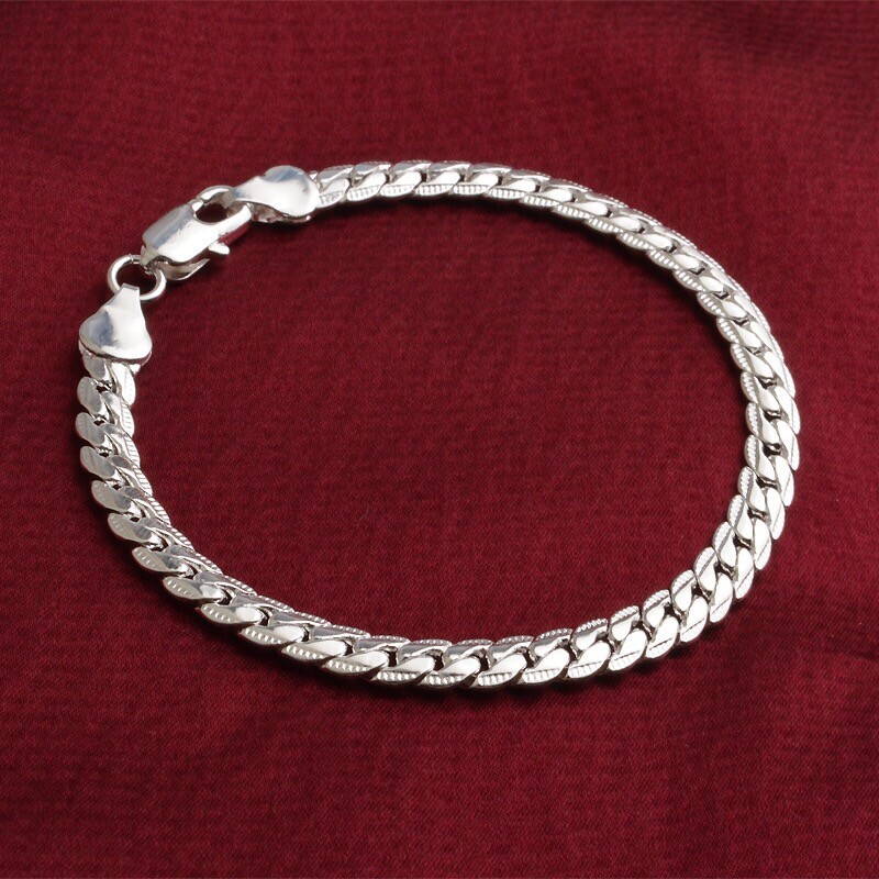 18K Yellow Gold Plated 5MM Flat Curb Chain Solid Link Bracelet Mens & Womens 8″