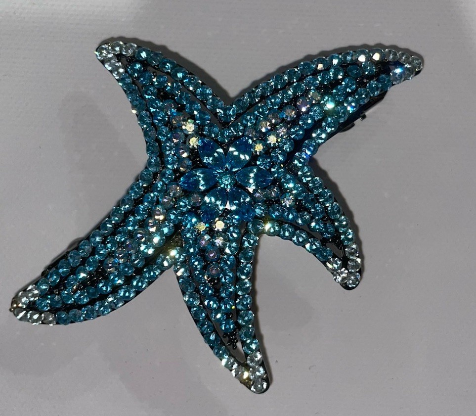 Kirk’s Folly Blue Starfish Rhinestone Barrette Hair Clip Crystal Coastal Mermaid