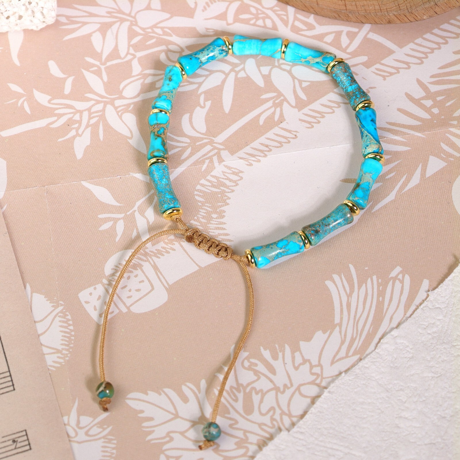 Blue Turquoise Tube Beads Gemstone Healing Inner Peace Reiki Women Men Bracelet