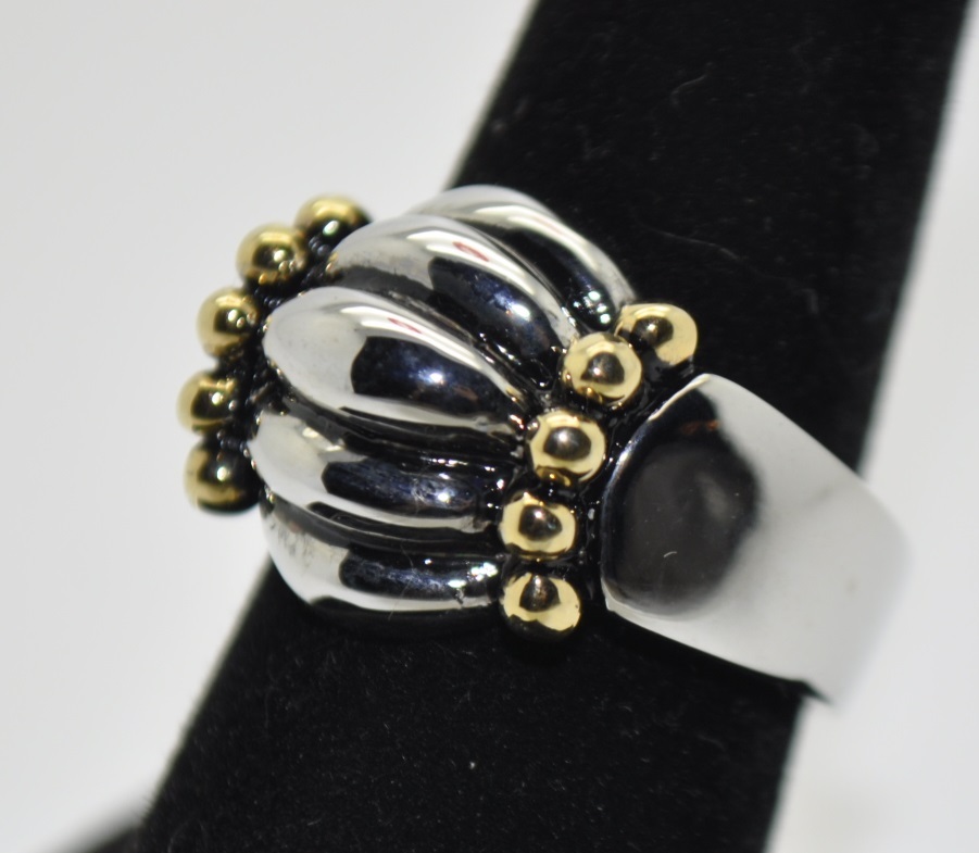 NEW CHIC FASHION HIGH- QUALITY TWO TONE DESIGN RHODIUM SILVER RING US-SELLER 011