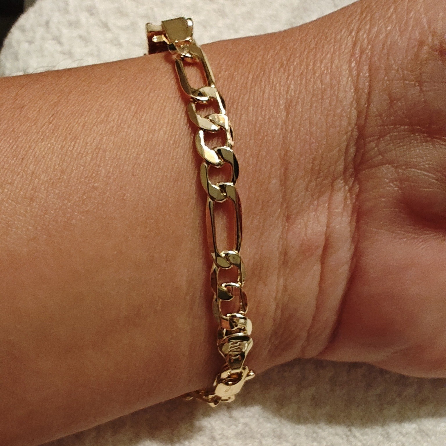 Bracelet Gold Virgin of Guadalupe 18K Plated Figaro Link Italy 750 Enamel