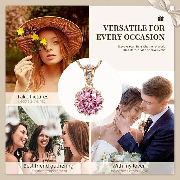 CeaKIev 6.0Carat (12.0mm) Round Cubic Zirconia Pendant Necklace 41 Accent CZs