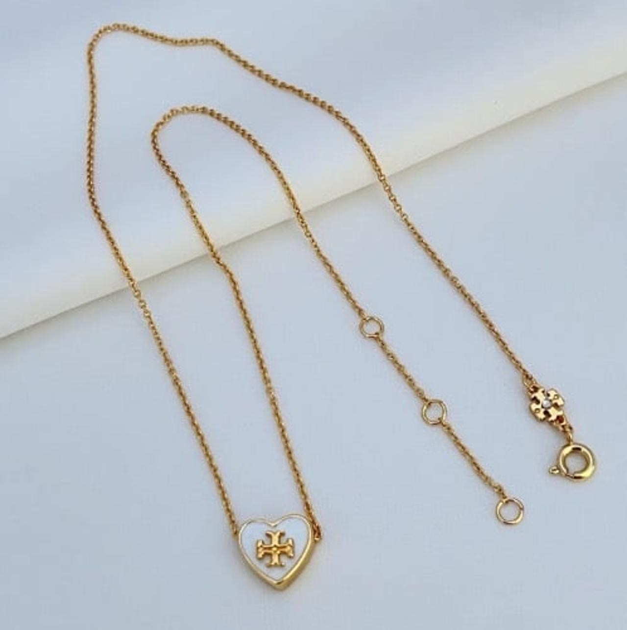New Tory Gold Heart Necklace 45cm with Jewelry Pouch