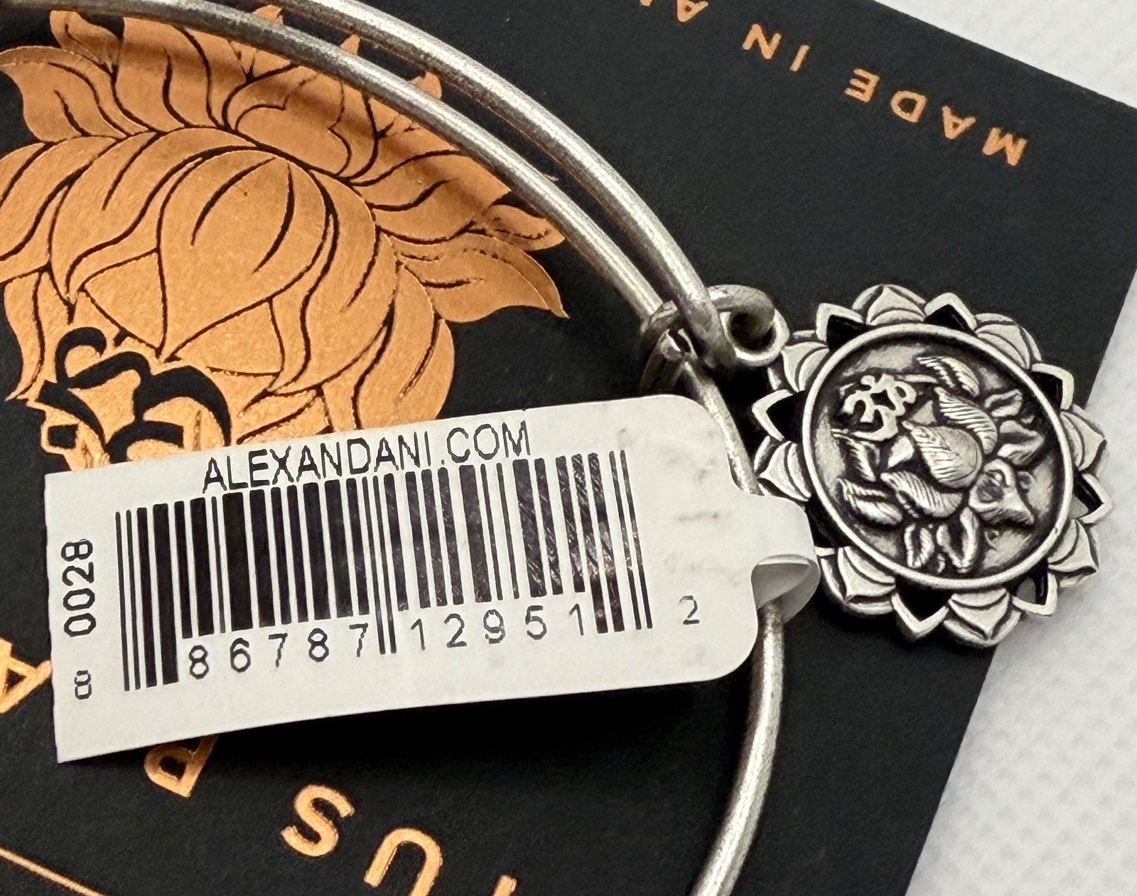 Alex and Ani Silver Lotus Peace Petals Charm Bangle Bracelet