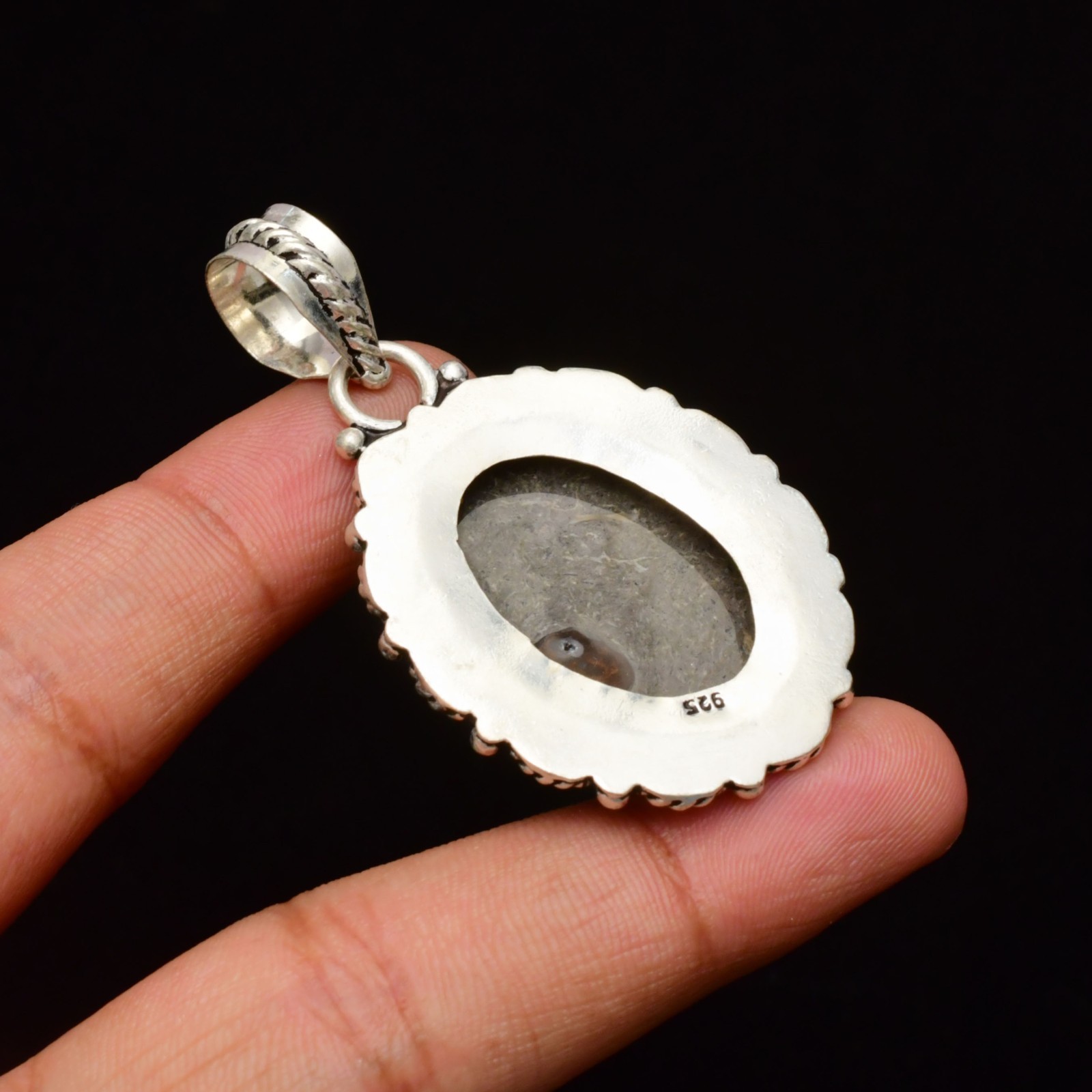 Rock Calce Gemstone Handmade 925 Sterling Silver Jewelry Pendant 2.16″