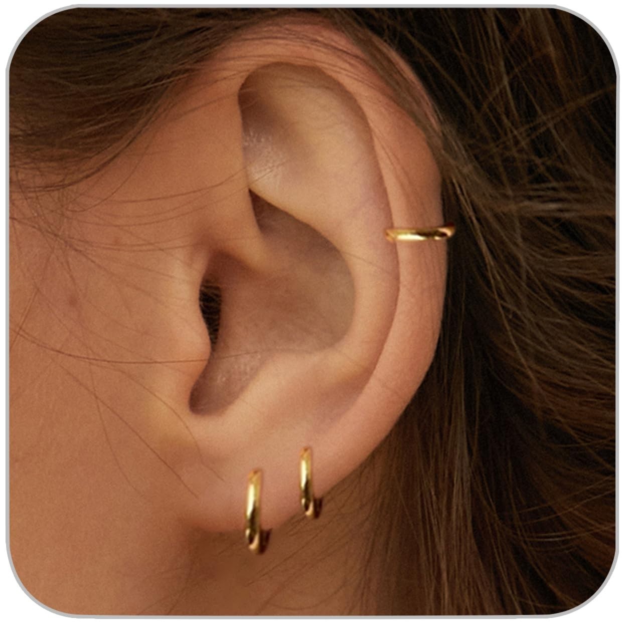 1 Pair 6mm Small Hoop Earrings for Women, Dainty 14K Gold Plated Huggie Hoop …